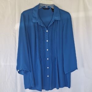 Investments Blue Pleated Women's Blouse